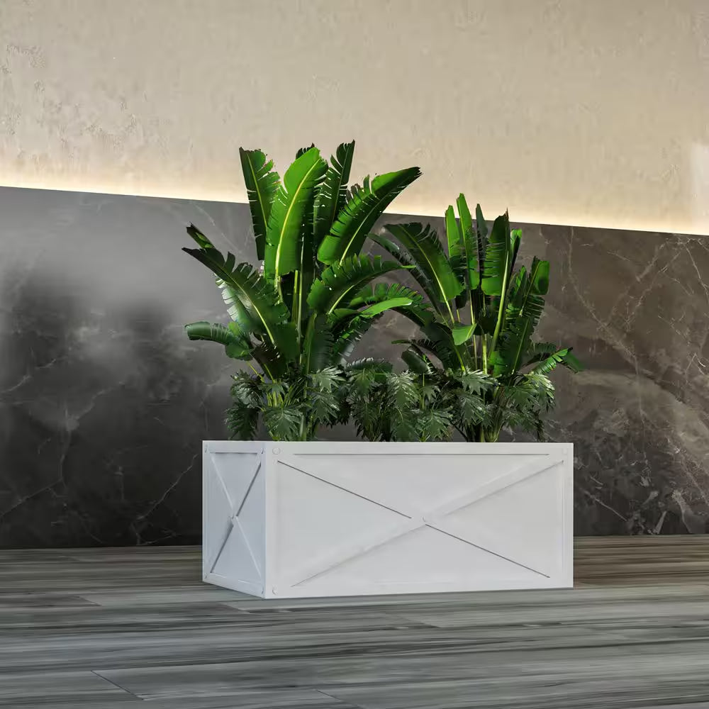 Bonsai Fiberstone Rectangular Planter Weather-Resistant Design MGO Clay Planter Pot for Indoor and Outdoor in White