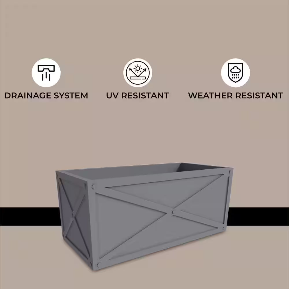 Bonsai 13 In. High Fiberstone Rectangular Planter Weather-Resistant Indoor and Outdoor 30 In. Wide Grey