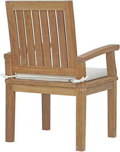 EEI-3283-NAT-WHI-SET Marina Premium Grade a Teak Wood 11-Piece Outdoor Patio Dining Furniture Set, Ten Folding Armchair/One Table, Natural White