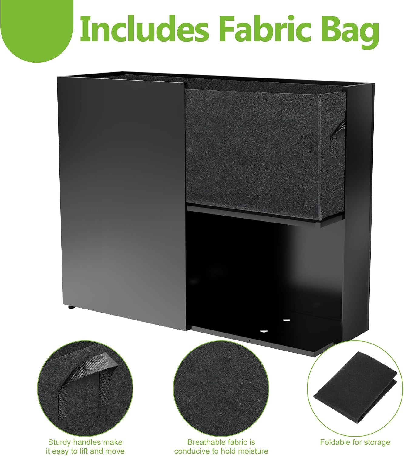 Metal Planter Box 38.2''L X 13''W X 30''H Rectangle Planters for Outdoor Plants Large Black Rectangular Planter with Felt Bag & Drainage Holes for Indoor or Outdoor Flower Garden Porch Patio