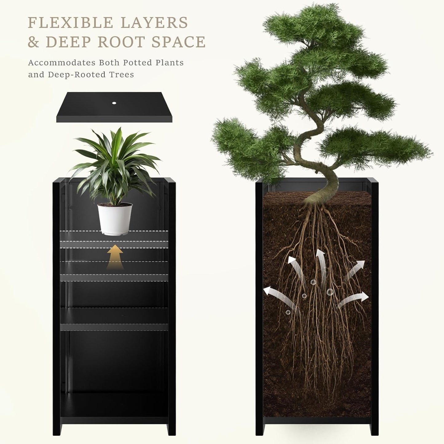 Metal Planter Box for Outdoor, Garden Planter Spliced Flower Pot with with Removable Insert Shelf, Rust Resistant for Indoor Outdoor Patio Porch Commercial Residential-30 X 14" X 14"