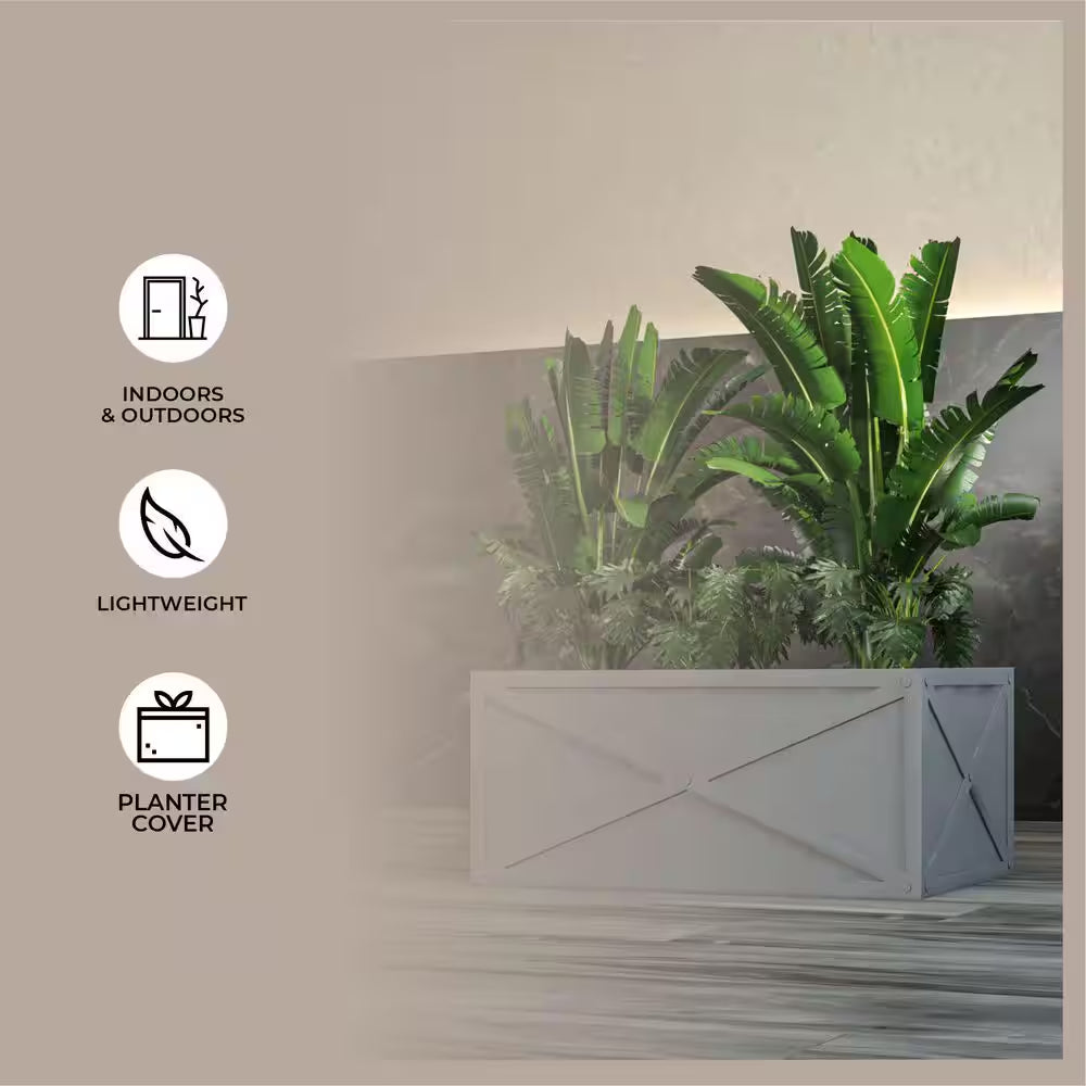 Bonsai 13 In. High Fiberstone Rectangular Planter Weather-Resistant Indoor and Outdoor 30 In. Wide Grey