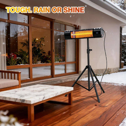 1500 Watt Indoor Outdoor Metal Electric Infrared Heater with Remote Control Wall Mount Tripod Black 1 Piece
