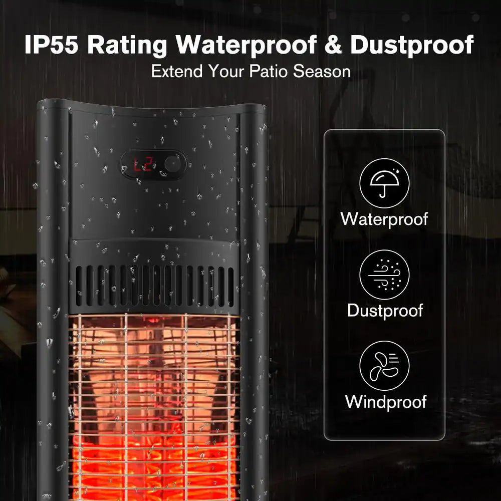 1500W Indoor/Outdoor Electric Patio Heater, Aluminum Infrared Radiant Heater W Remote, Timer, Tip-Over Protection