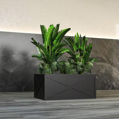 Bonsai 13 In. High Fiberstone Rectangular Planter Weather-Resistant Indoor and Outdoor Decorative Pot 30 in Wide, Black