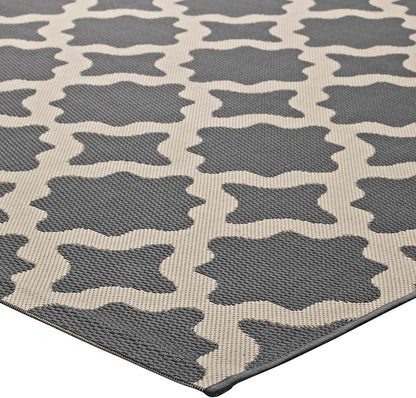 Cerelia Moroccan Trellis 9X12 Indoor and Outdoor Area Rug in Gray and Beige
