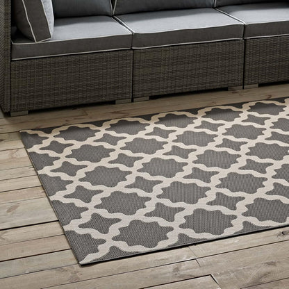 Cerelia Moroccan Trellis 9X12 Indoor and Outdoor Area Rug in Gray and Beige