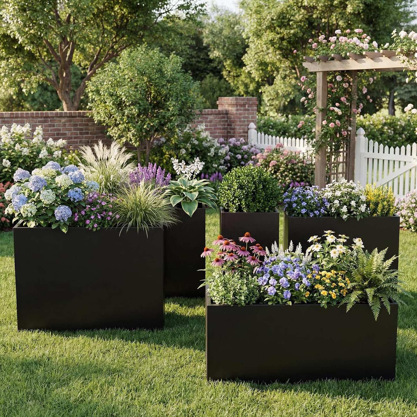 Metal Planter Box for Outdoor, Garden Planter Spliced Flower Pot with with Removable Insert Shelf, Rust Resistant for Indoor Outdoor Patio Porch Commercial Residential-30 X 14" X 14"