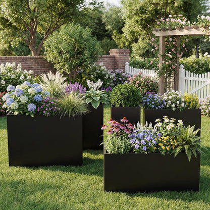 Metal Planter Box for Outdoor, Garden Planter Spliced Flower Pot with with Removable Insert Shelf, Rust Resistant for Indoor Outdoor Patio Porch Commercial Residential-30 X 14" X 14"