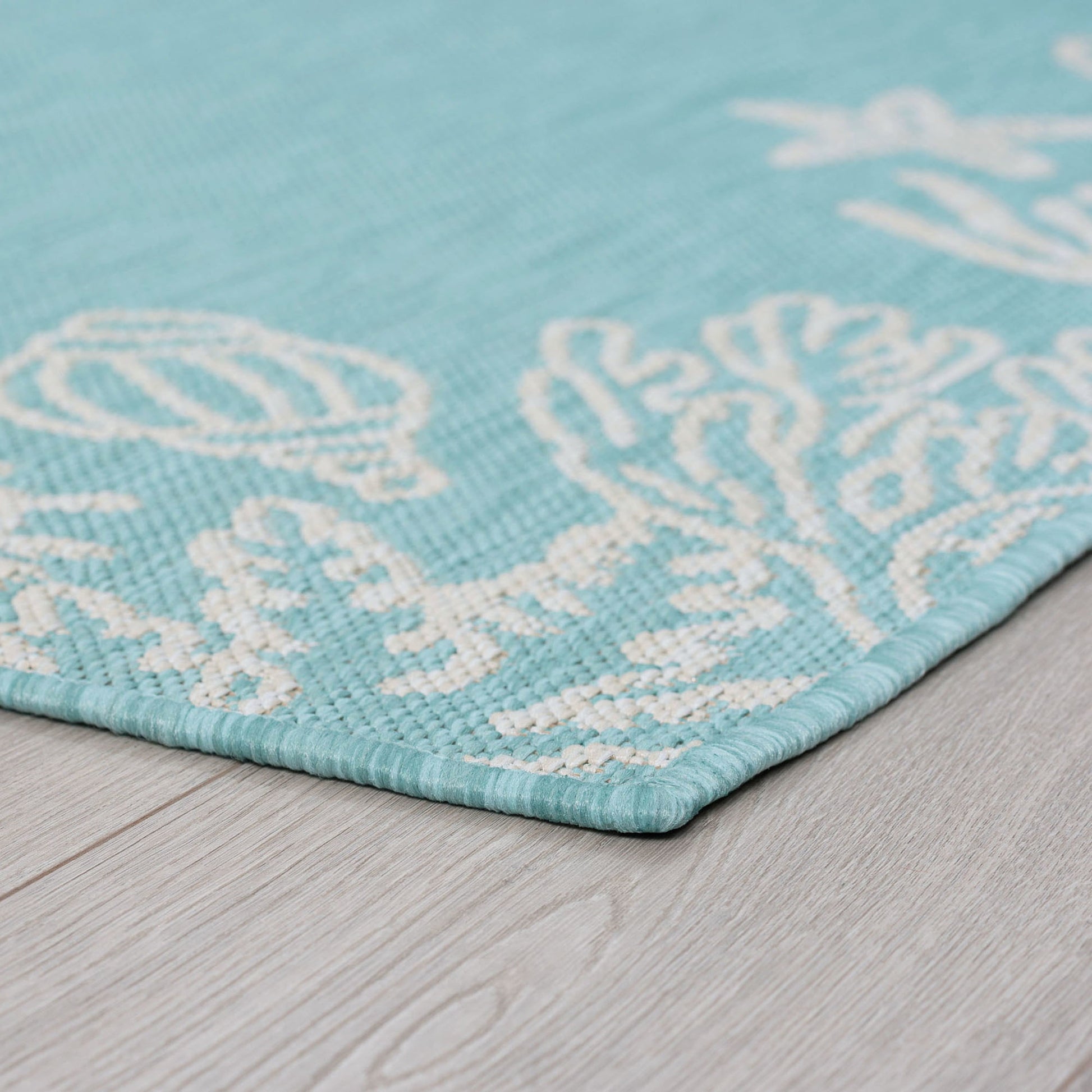 8X10 Water Resistant, Large Indoor Outdoor Rugs for Patios, Front Door Entry, Entryway, Deck, Porch, Balcony | outside Area Rug for Patio | Aqua, Coastal | Size: 7'10'' X 10'2''