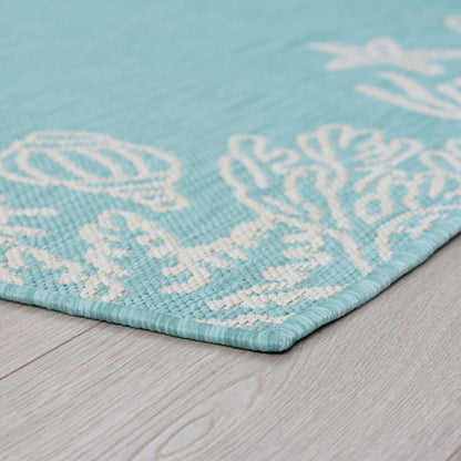 8X10 Water Resistant, Large Indoor Outdoor Rugs for Patios, Front Door Entry, Entryway, Deck, Porch, Balcony | outside Area Rug for Patio | Aqua, Coastal | Size: 7'10'' X 10'2''