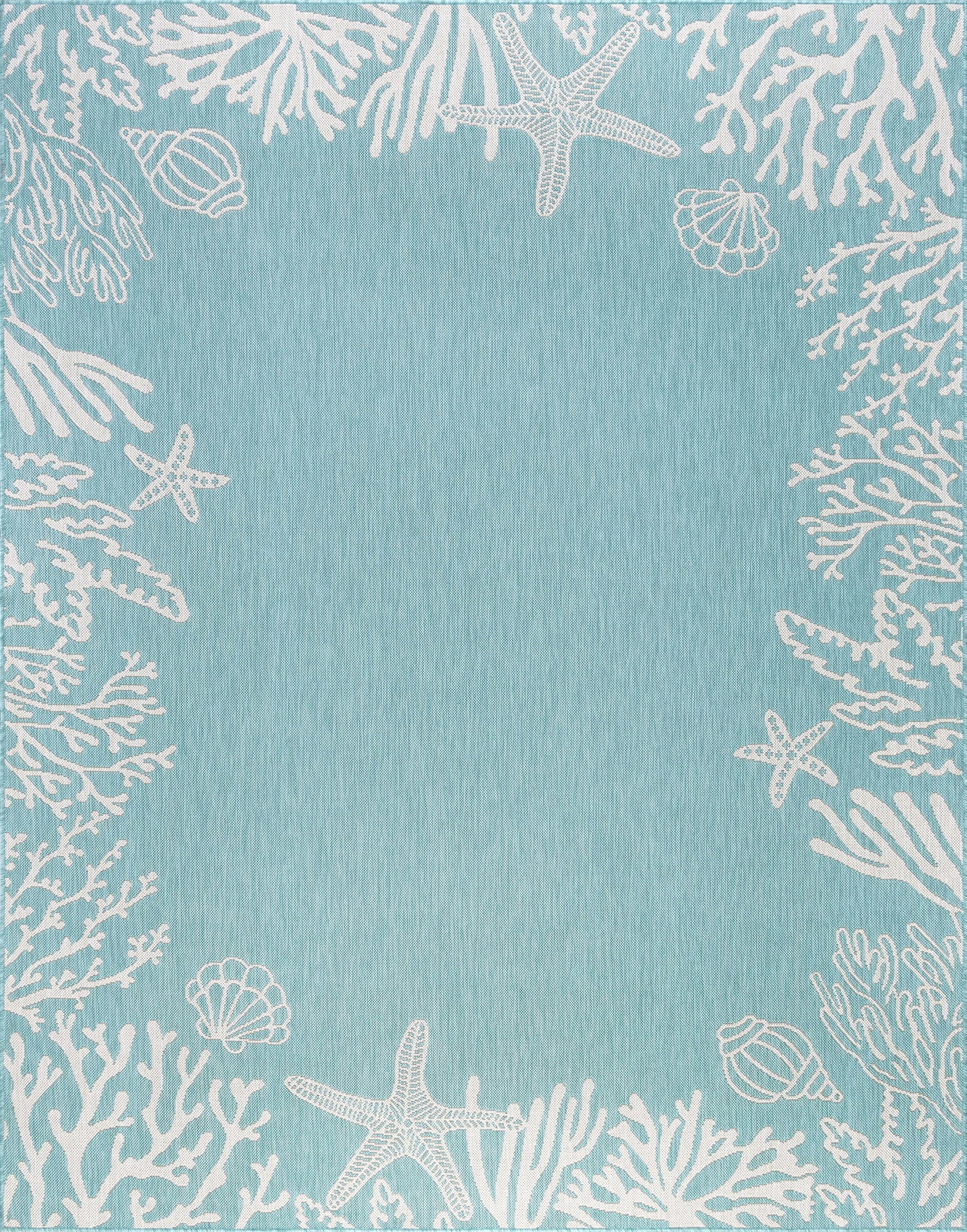 8X10 Water Resistant, Large Indoor Outdoor Rugs for Patios, Front Door Entry, Entryway, Deck, Porch, Balcony | outside Area Rug for Patio | Aqua, Coastal | Size: 7'10'' X 10'2''