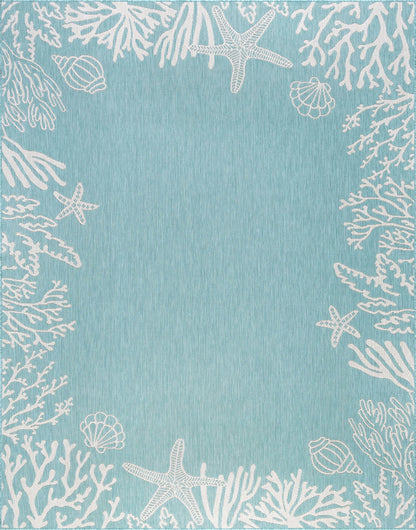 8X10 Water Resistant, Large Indoor Outdoor Rugs for Patios, Front Door Entry, Entryway, Deck, Porch, Balcony | outside Area Rug for Patio | Aqua, Coastal | Size: 7'10'' X 10'2''