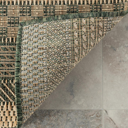 Vail Striped 9' X 12' Indoor/Outdoor Area Rug for Living Room Patio Deck Front Porch, Green