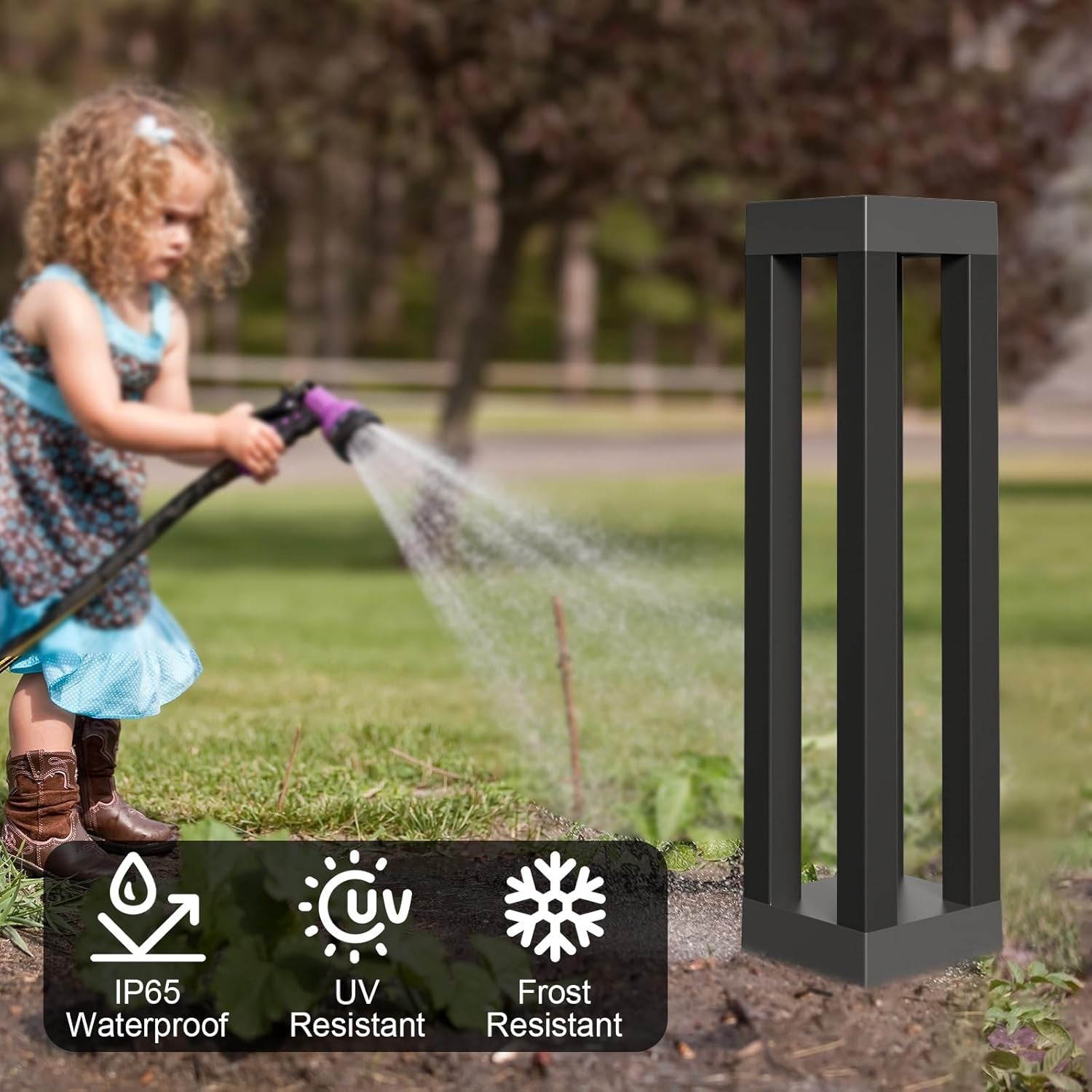 Solar Powered Outdoor Floor Lamp, Stainless Steel Solar Street Lights, Solar Floor Lamp Waterproof Deck Lights for Garden, Yard, Pathway, Porch