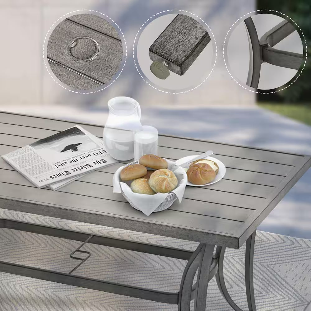 Modique Gray 9-Piece Aluminum Outdoor Dining Set with Gray Cushions