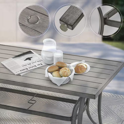 Modique Gray 9-Piece Aluminum Outdoor Dining Set with Gray Cushions