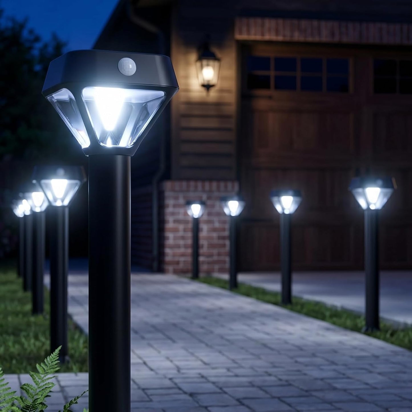 Smart Solar Pathway Lights Outdoor, Motion Sensor Landscape Lighting, 150LM Bright Solar Garden Lights with Bluetooth APP Control, RGB & Warm White Color Changing, IP65 Waterproof, 4 Pack