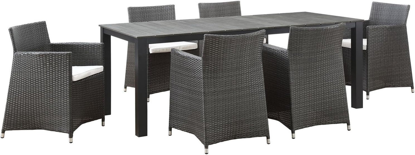 Junction 7 Piece Outdoor Patio Dining Set, Gray/White