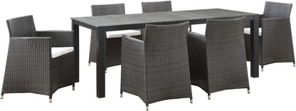 Junction 7 Piece Outdoor Patio Dining Set, Gray/White
