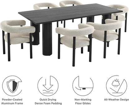 EEI-7062-IVO-GPH Nautica 7-Piece Outdoor Rectangular Dining Set in Ivory Graphite