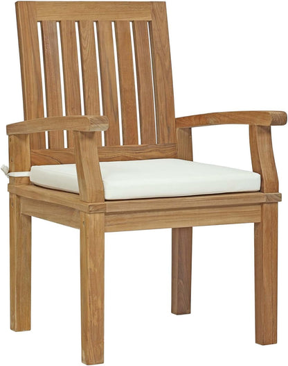 Marina Premium Grade a Teak Wood 7 Piece Patio Teak Outdoor Dining Set in Natural White