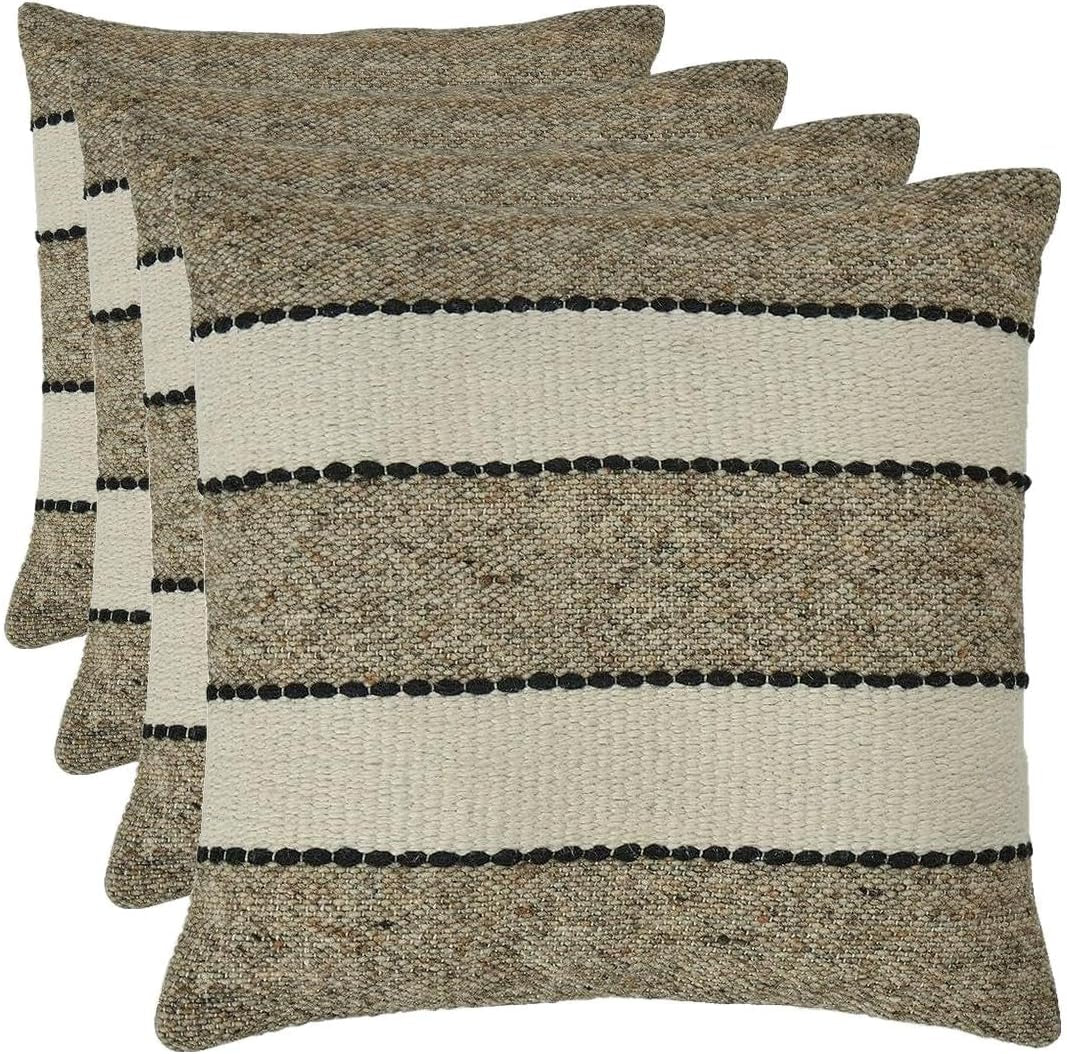 Signature Design by Ashley Rueford Pillow, Square, Beige & Dark Brown (Pack of 4)