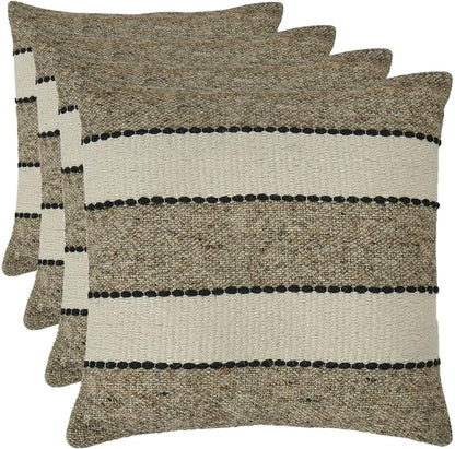 Signature Design by Ashley Rueford Pillow, Square, Beige & Dark Brown (Pack of 4)