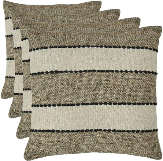 Signature Design by Ashley Rueford Pillow, Square, Beige & Dark Brown (Pack of 4)
