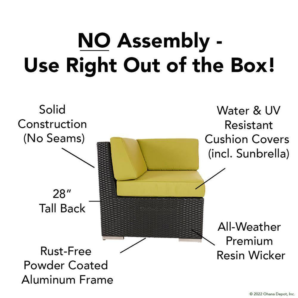 Black 9-Piece Wicker Patio Combo Conversation Set with Sunbrella Coal Cushions