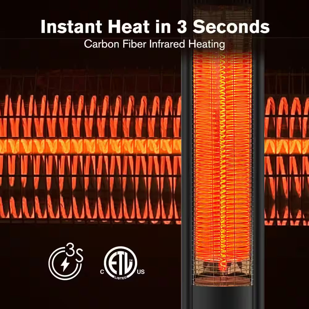 1500W Indoor/Outdoor Electric Patio Heater, Aluminum Infrared Radiant Heater W Remote, Timer, Tip-Over Protection