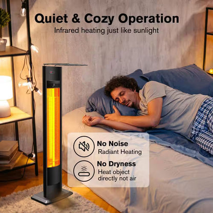 1500W Indoor/Outdoor Electric Patio Heater, Aluminum Infrared Radiant Heater W Remote, Timer, Tip-Over Protection