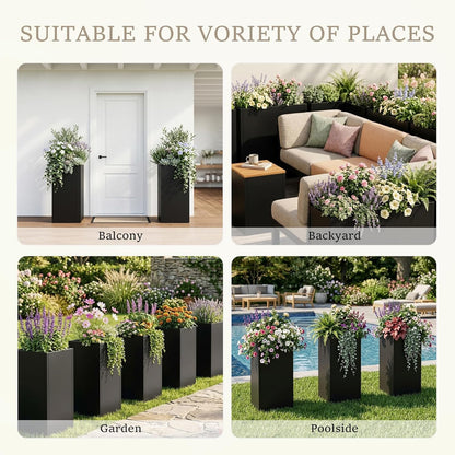 Metal Planter Box for Outdoor, Garden Planter Spliced Flower Pot with with Removable Insert Shelf, Rust Resistant for Indoor Outdoor Patio Porch Commercial Residential-30 X 14" X 14"