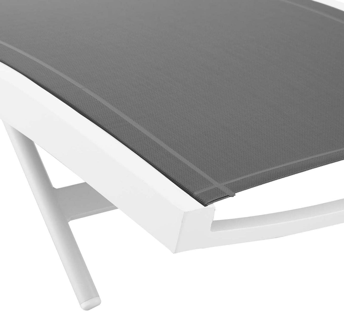 Glimpse Outdoor Patio Mesh Chaise Lounge Set of 4 in White Gray
