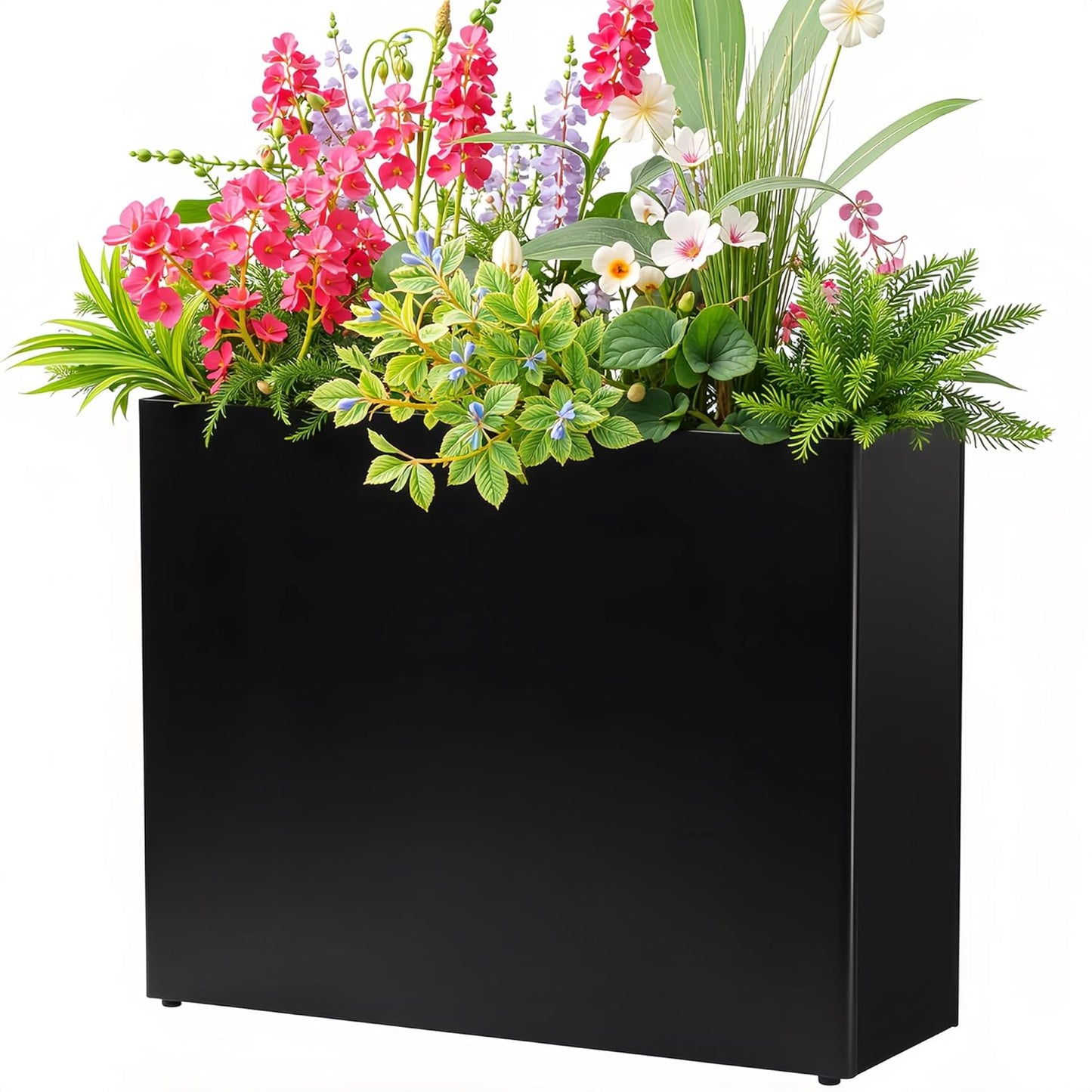 Metal Planter Box 38.2''L X 13''W X 30''H Rectangle Planters for Outdoor Plants Large Black Rectangular Planter with Felt Bag & Drainage Holes for Indoor or Outdoor Flower Garden Porch Patio