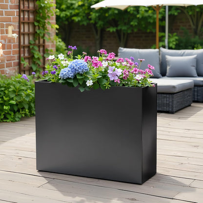 Metal Planter Box 38.2''L X 13''W X 30''H Rectangle Planters for Outdoor Plants Large Black Rectangular Planter with Felt Bag & Drainage Holes for Indoor or Outdoor Flower Garden Porch Patio