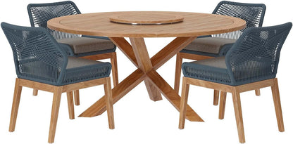 Wellspring 5-Piece Outdoor Patio Dining Table Set in Blue Graphite