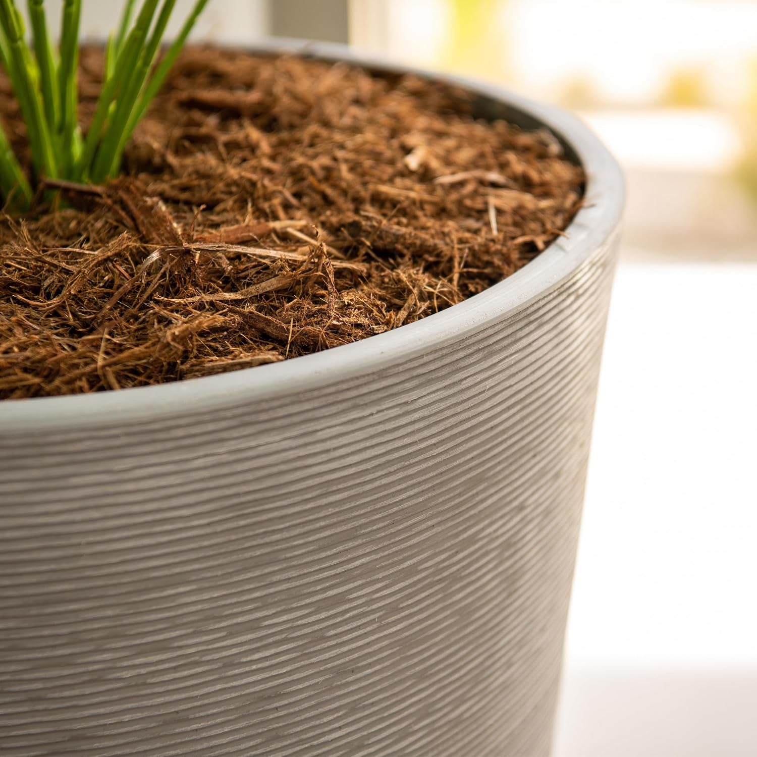 Modern 28-Inch Tall round Planter, Modern Tapered Planter Perfect for Indoor & Outdoor Planter, Patio Décor, Set of 2, Gray