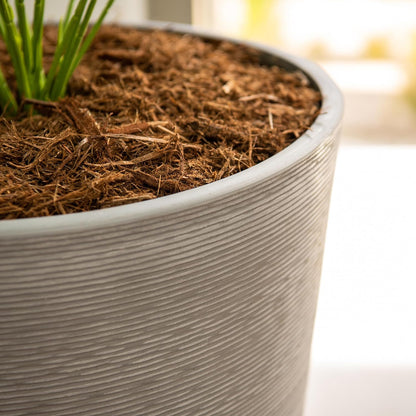 Modern 28-Inch Tall round Planter, Modern Tapered Planter Perfect for Indoor & Outdoor Planter, Patio Décor, Set of 2, Gray