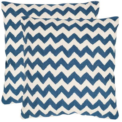 Tealea Striped Navy Blue 18 In. X 18 In. Throw Pillow (Set of 2)
