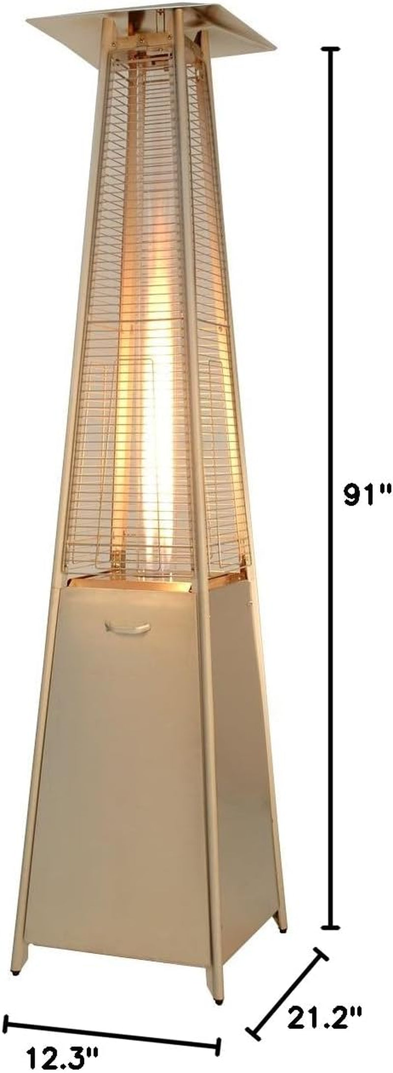 AZ Patio Pyramid Glass Tube Propane Gas Patio Heater, Stainless Steel, CSA Certified