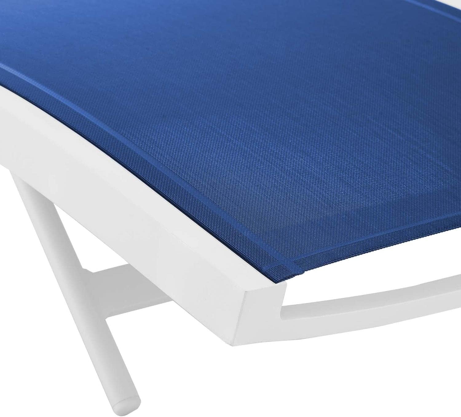 Glimpse Outdoor Patio Mesh Chaise Lounge Set of 4 in White Navy