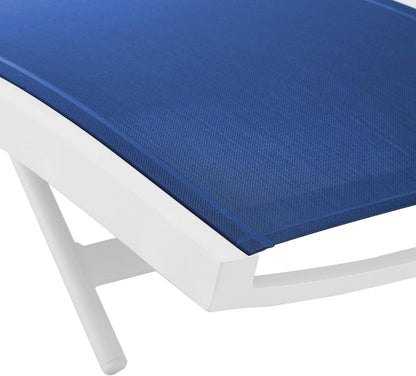 Glimpse Outdoor Patio Mesh Chaise Lounge Set of 4 in White Navy