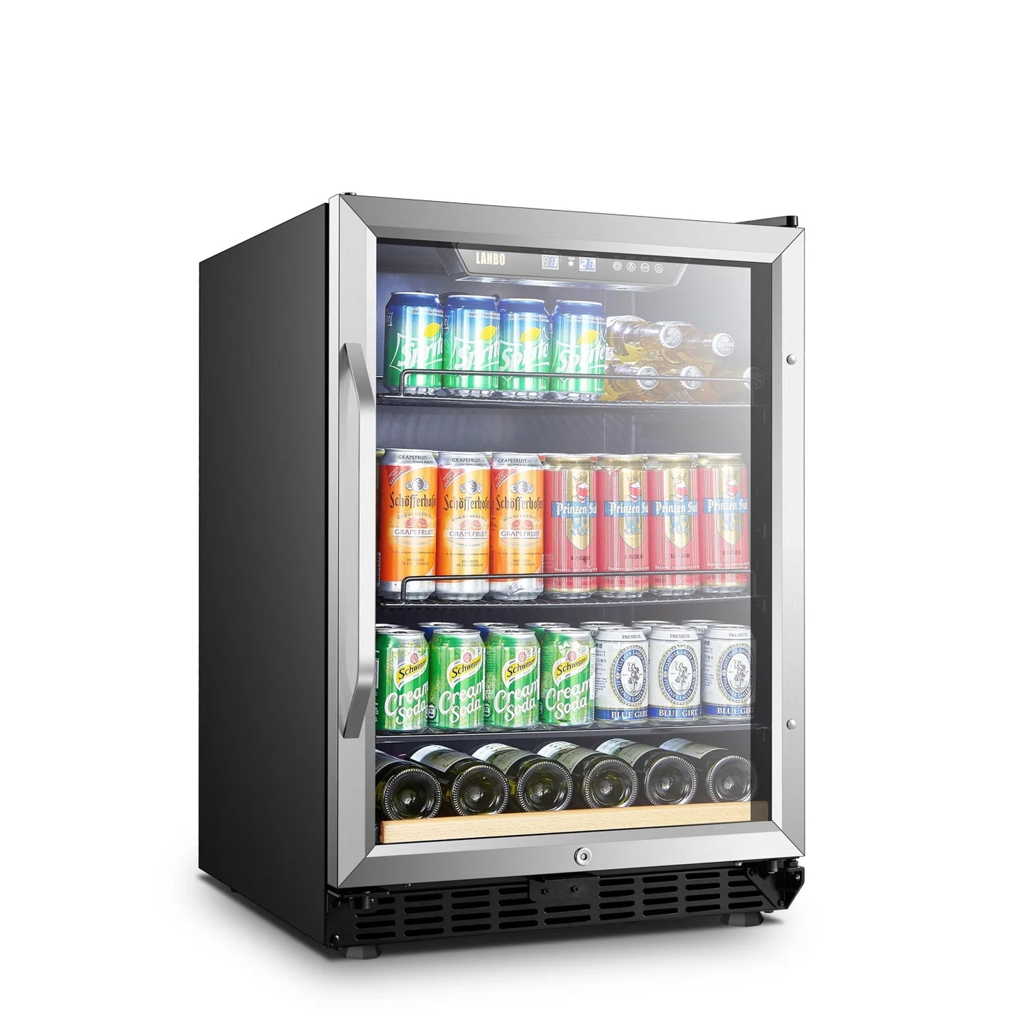 110 Cans 6 Bottle under Counter Built-In Compressor Beverage Center Cooler, 24 Inch Wide