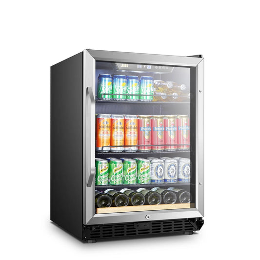 110 Cans 6 Bottle under Counter Built-In Compressor Beverage Center Cooler, 24 Inch Wide