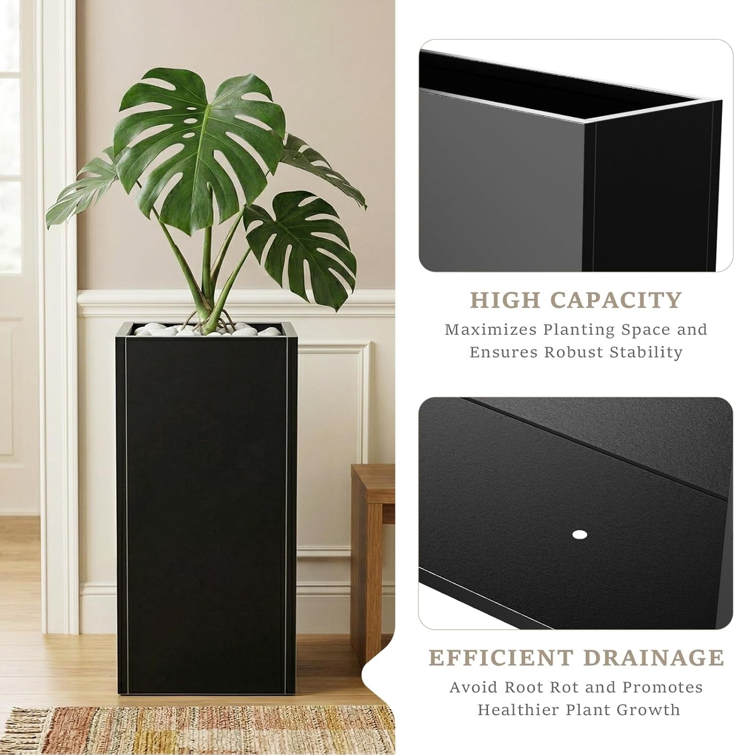 Metal Planter Box for Outdoor, Garden Planter Spliced Flower Pot with with Removable Insert Shelf, Rust Resistant for Indoor Outdoor Patio Porch Commercial Residential-30 X 14" X 14"