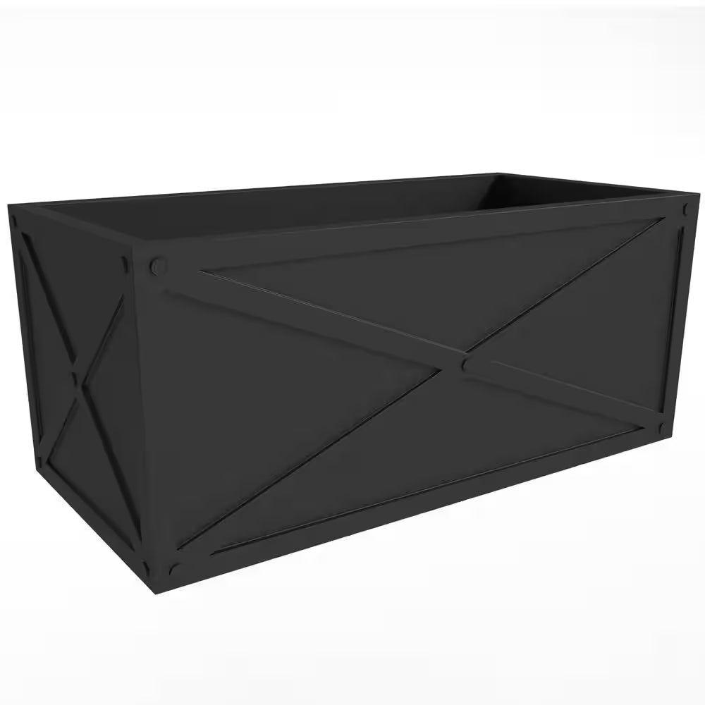 Bonsai 13 In. High Fiberstone Rectangular Planter Weather-Resistant Indoor and Outdoor Decorative Pot 30 in Wide, Black