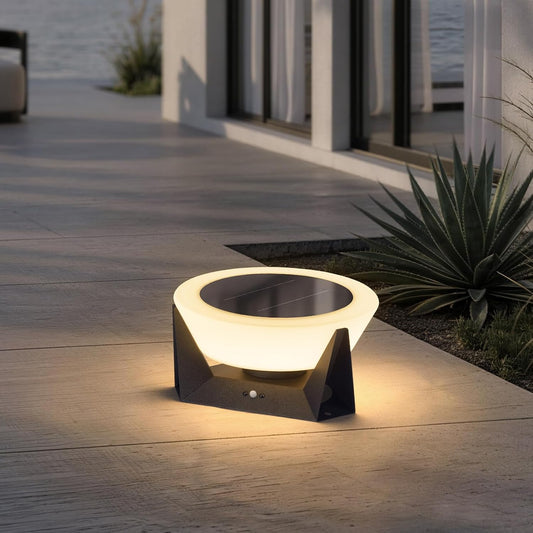 11.02" Corner Floor Lamp, IP54 Waterproof Floor Lamp Modern, 3000K Outdoor Light Lamps, Modern Solar Patio Lights Outdoor Free Standing, Smart Patio Lantern, Solar Powered Porch Lantern for Yard