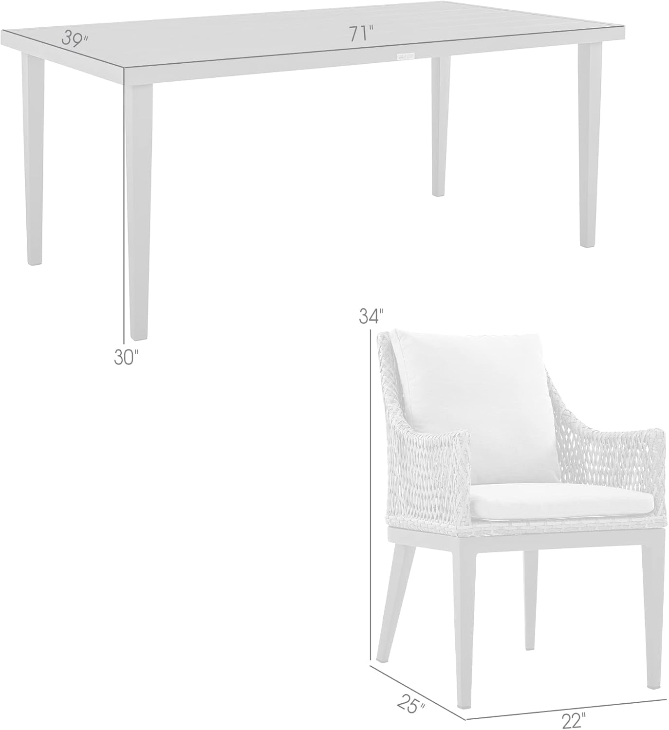 Grenada 5 Piece Grey Aluminum Outdoor Dining Set with Grey Fabric