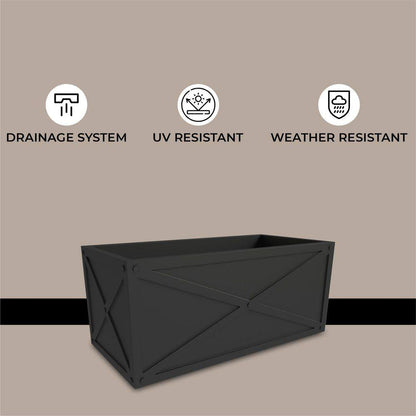 Bonsai 13 In. High Fiberstone Rectangular Planter Weather-Resistant Indoor and Outdoor Decorative Pot 30 in Wide, Black